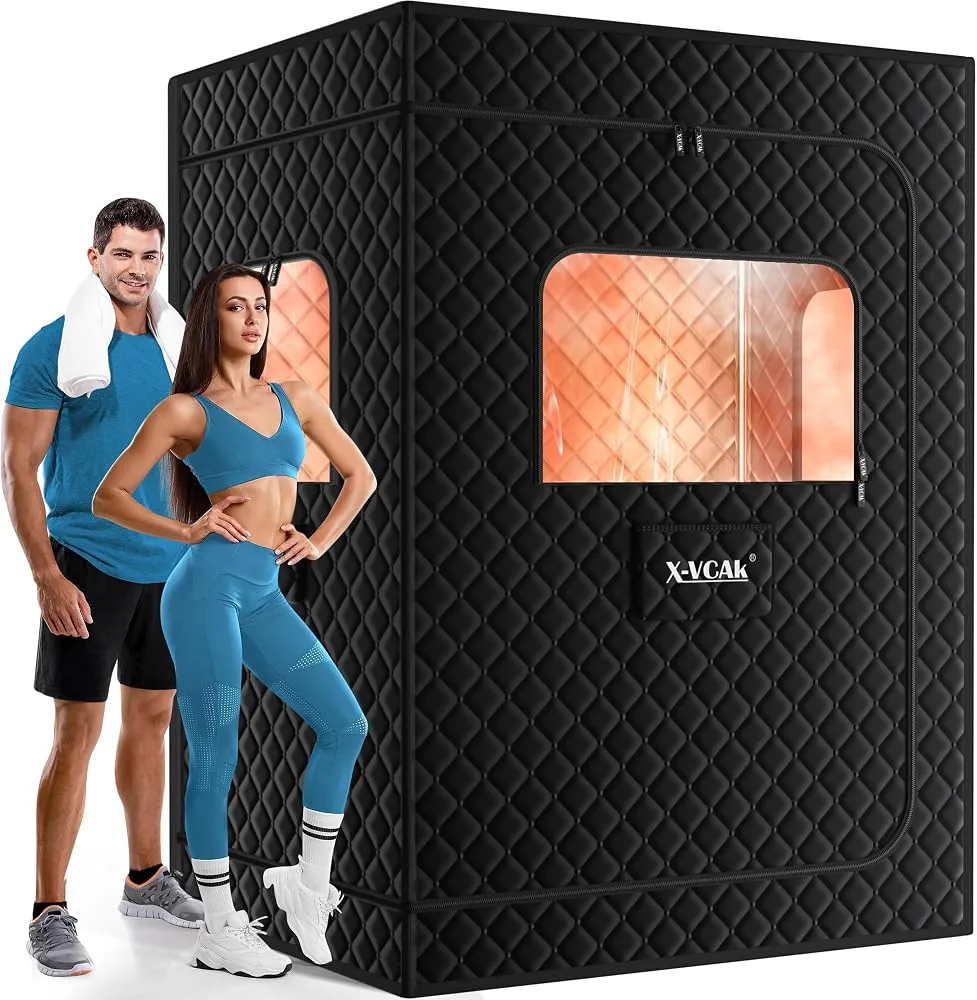 x vcak 2 person extra large sauna 71x49x36 with 2 steamers black