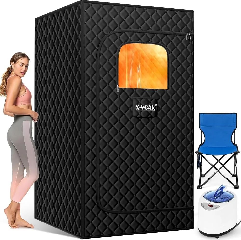 x vcak portable steam sauna for home 26 x 26 x 59 black