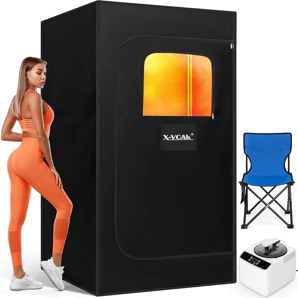 x vcak upgraded portable sauna 26 x 26 x 59 with steamer remote